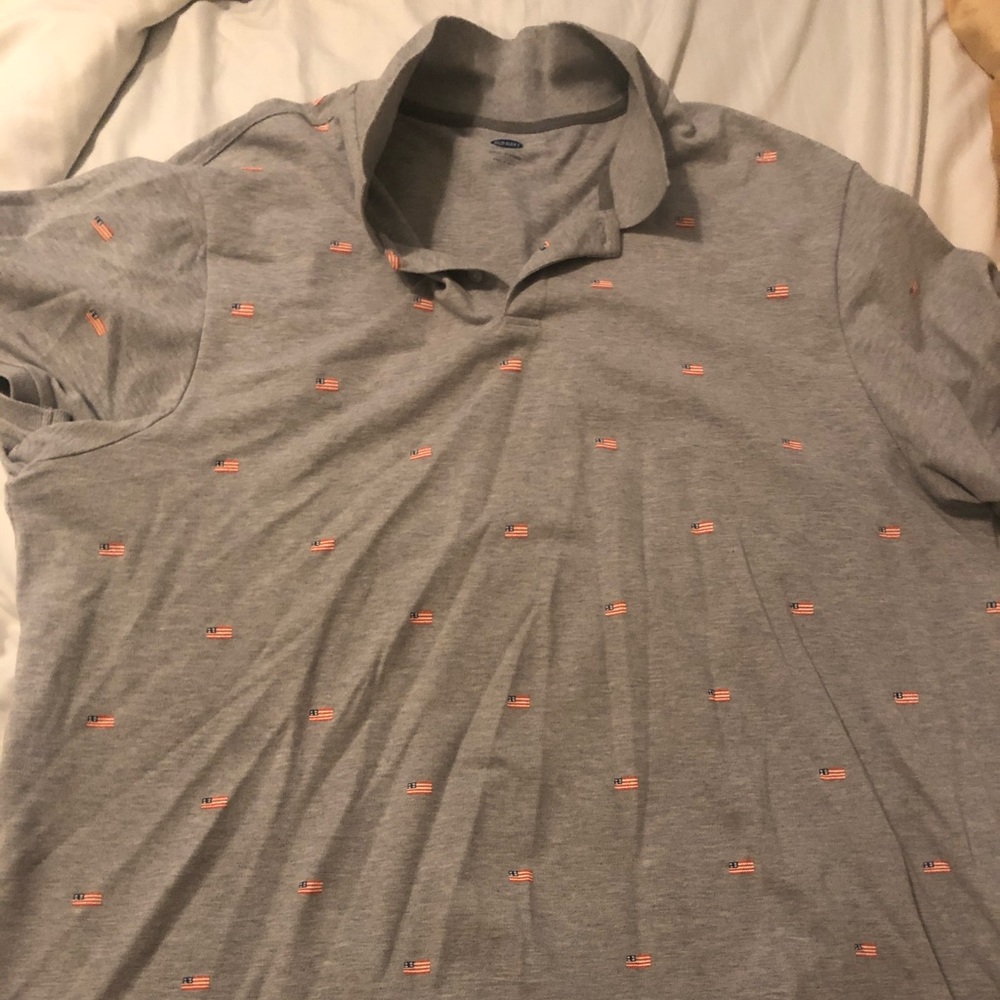 Gray, American Flag polo. Old Navy 3XL